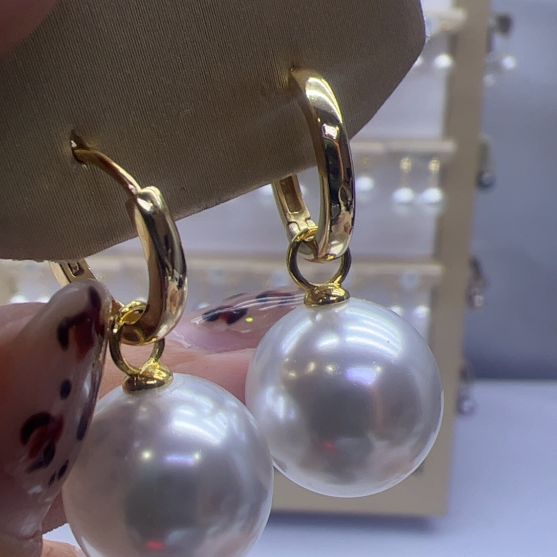 淡水珍珠耳饰银S925镶嵌