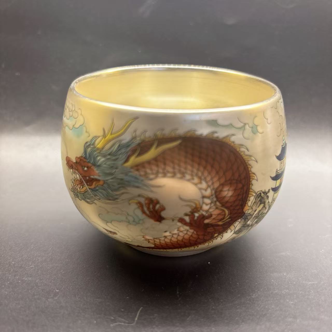 周鸿杰-龙凤银对杯2010茶具