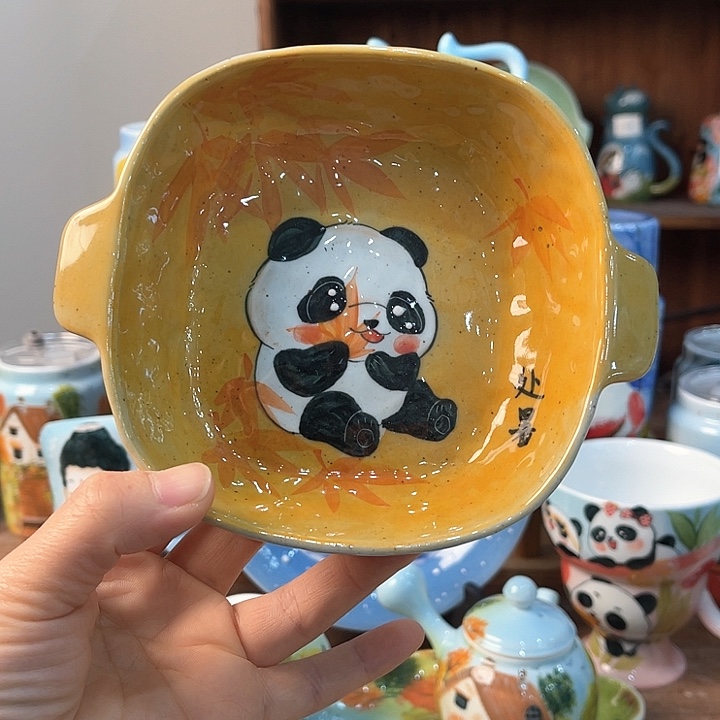 不锈钢景德镇釉下手绘陶瓷 