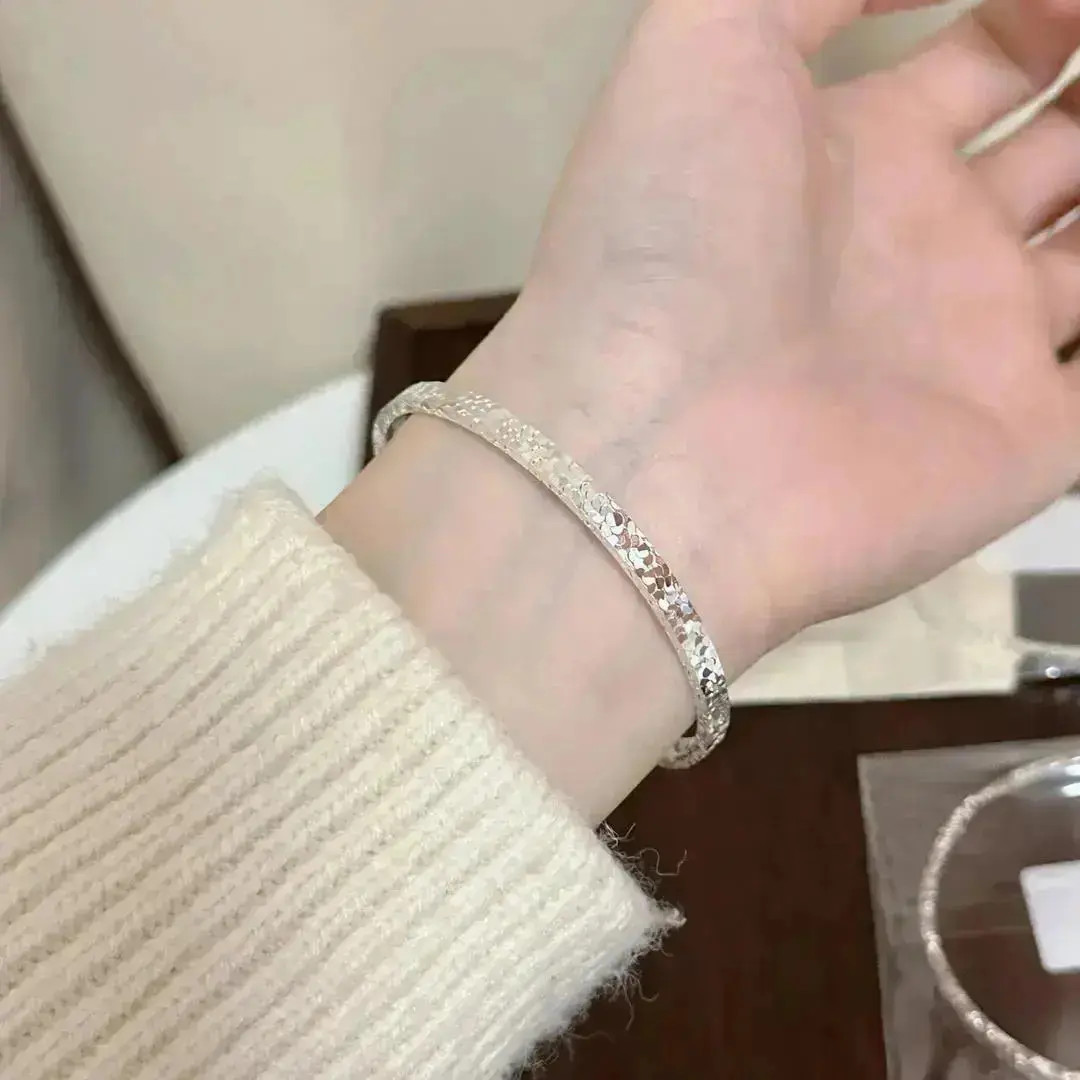 999.9银碎冰冰实心闭口满天星手镯