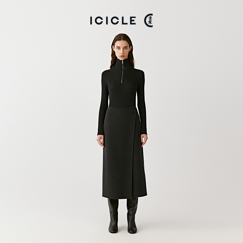 【9.26上新】ICICLE之禾25早秋新品羊毛羊绒双面呢及膝半身裙1046