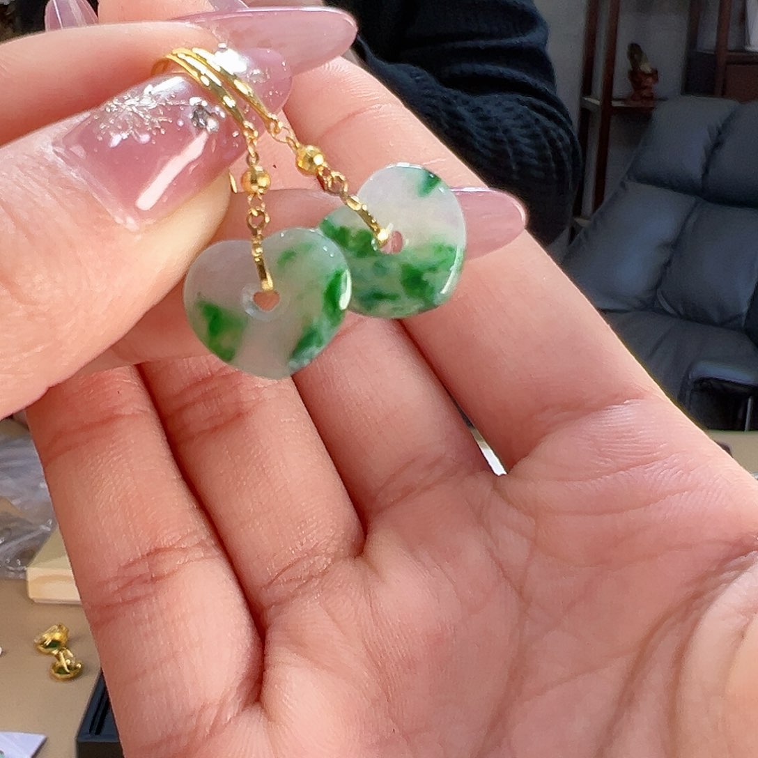 翡翠耳饰18K金镶嵌耳环64