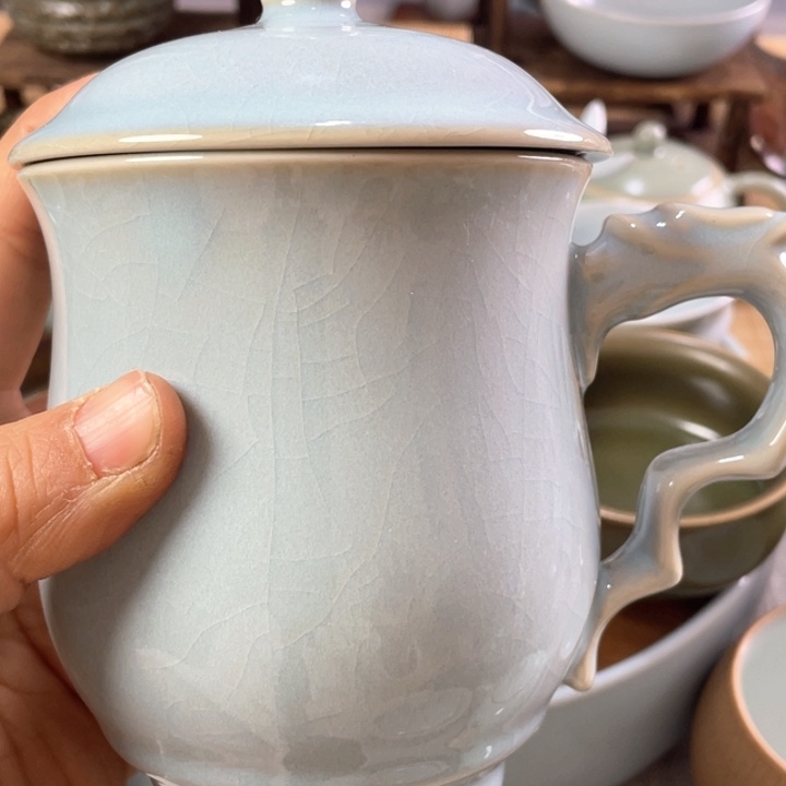 原矿釉汝瓷龙头杯子微瑕