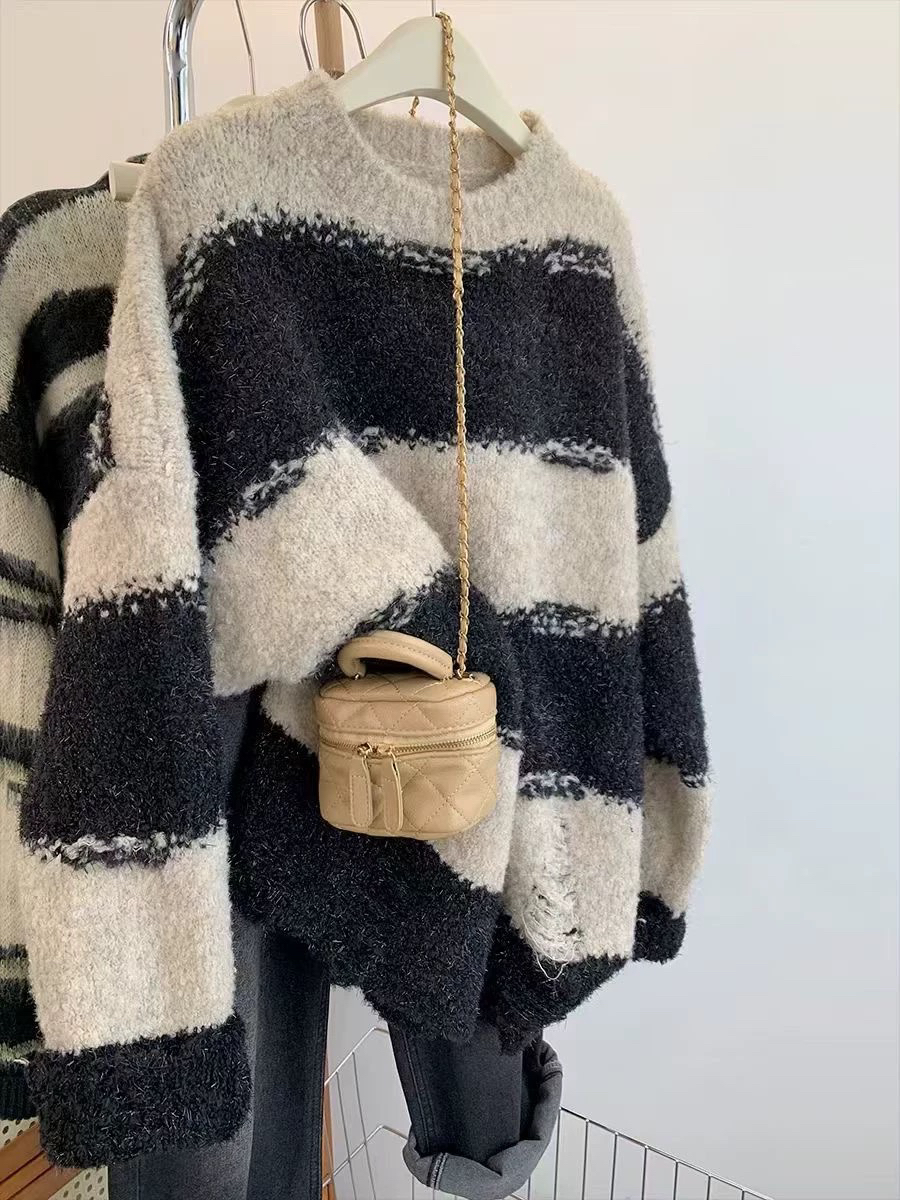 秋款条纹套头毛衣700