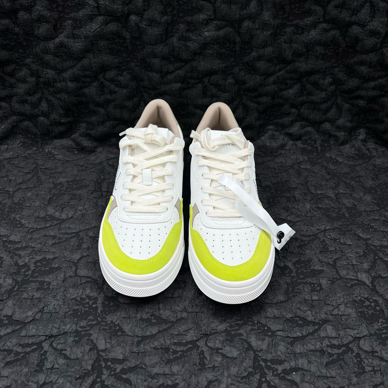 99新 AX ARMANI EXCHANGE/阿玛尼 白绿刺绣logo板鞋 40码/99新/无