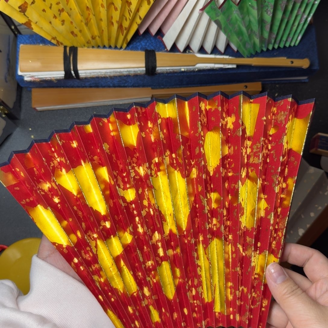扇子大红标尺贴金