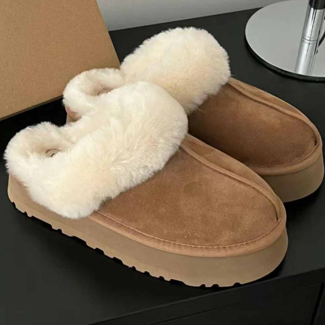 【星拖3CM】雪地靴桑坡厂家羊皮毛一体冬季加厚增高防滑一脚蹬棉鞋