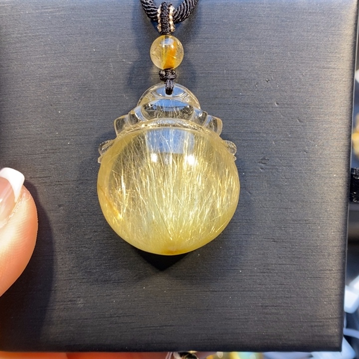 发晶颈饰未镶嵌金发晶福袋吊坠