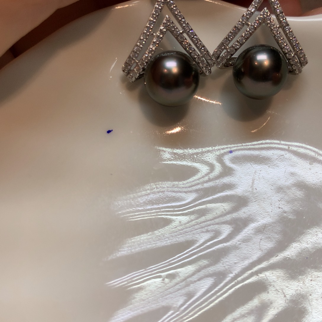 海水珍珠耳饰银S925镶嵌
