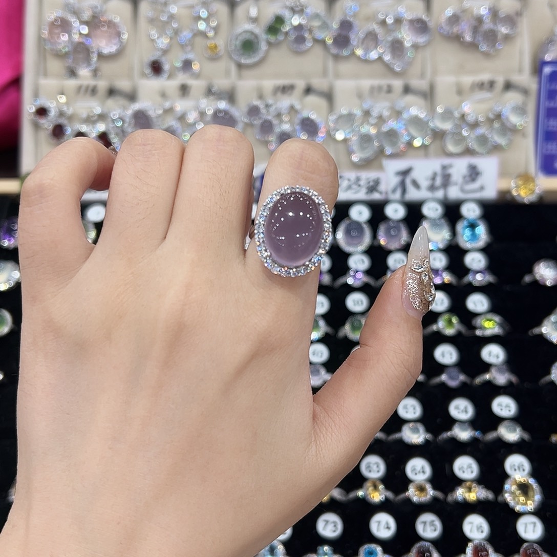 美***奈银S925镶嵌萤石戒指