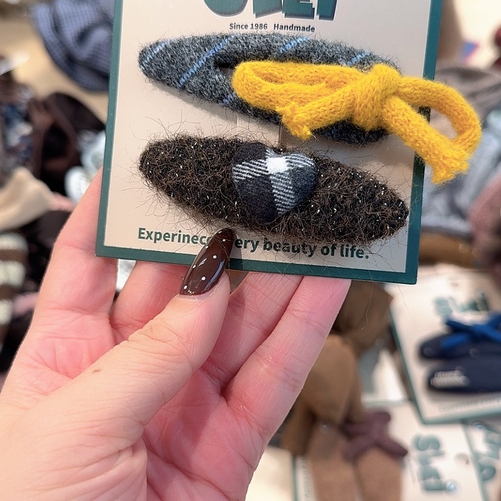 黄色蝴蝶结新款ab发夹