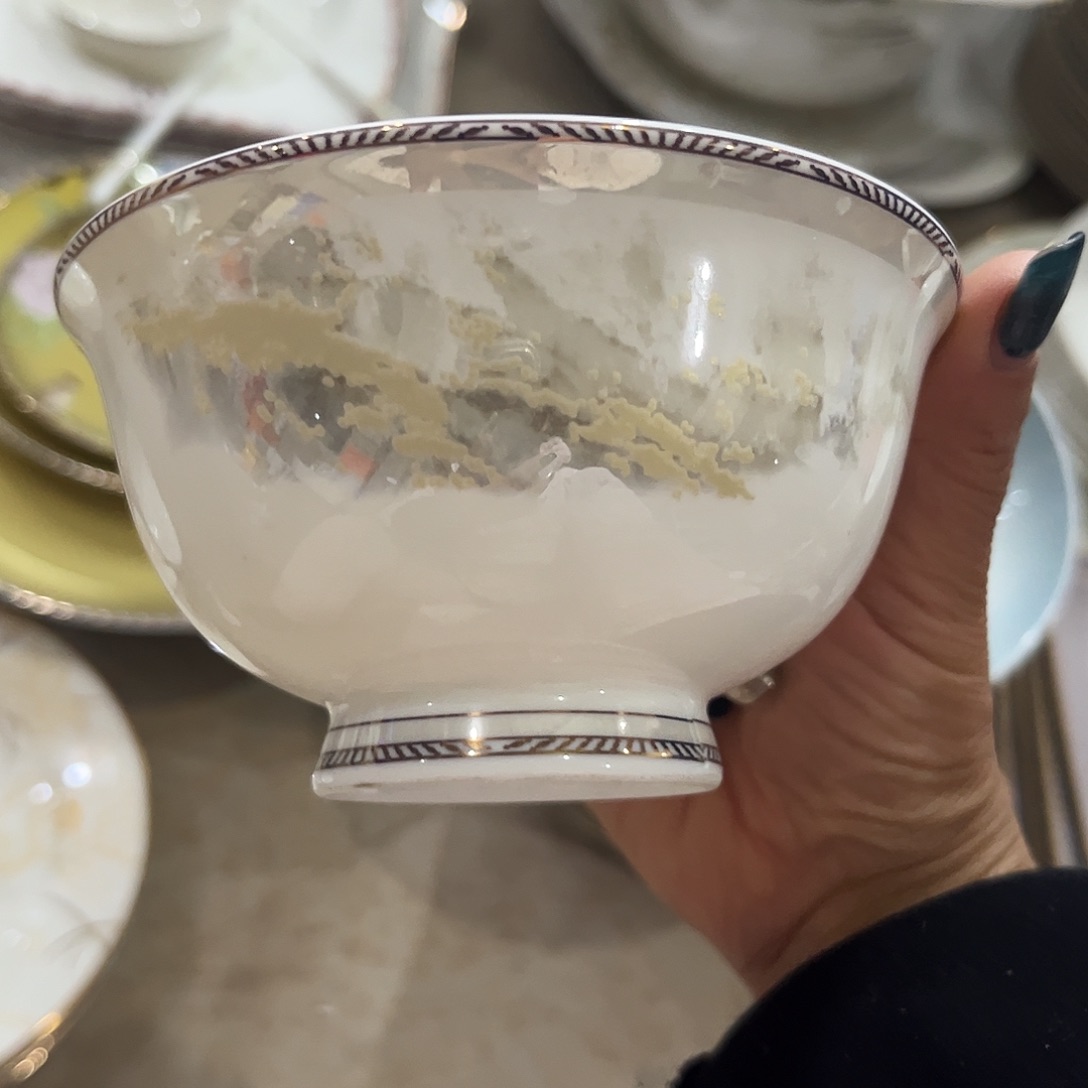 瓷片桃*海岸高脚碗十个4.5寸微瑕