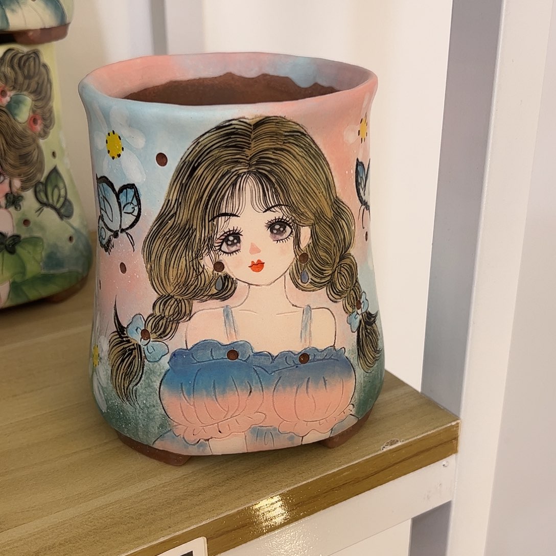 景德镇炫彩手绘口10高14