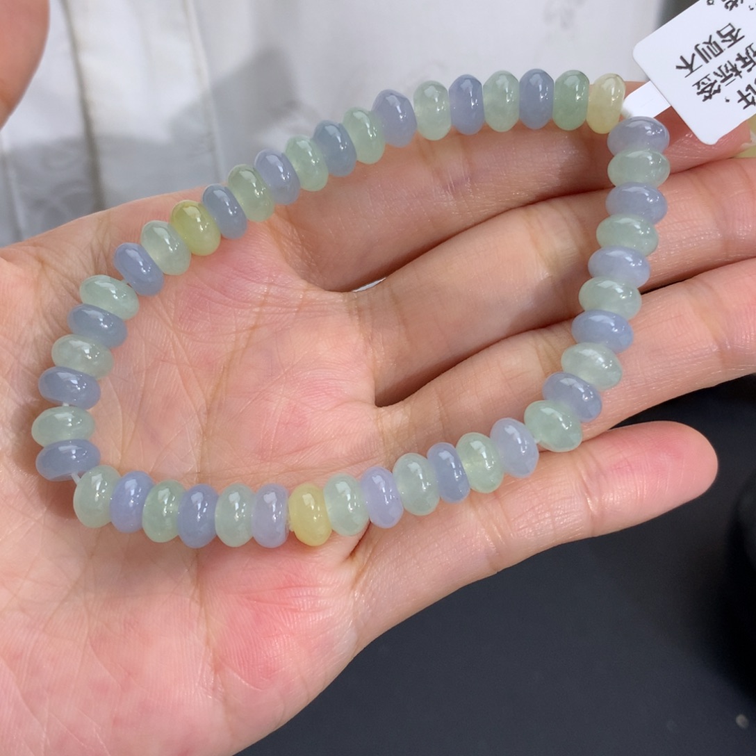 翡翠未镶嵌手串卡7冰胶马卡龙算盘手串