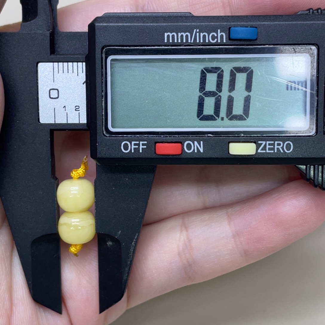 琥珀未镶嵌裸石8mm精工老型对珠（2颗珠）