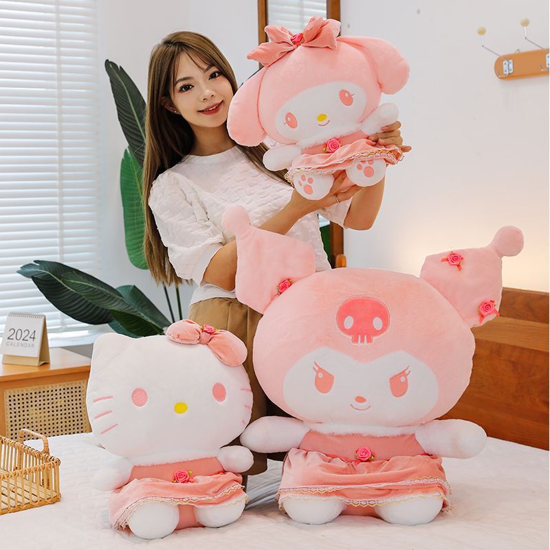 可爱玫瑰系列库洛米公仔美乐蒂KT猫毛绒玩具玩偶娃娃生日礼物儿童
