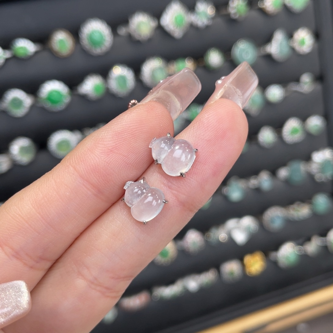 翡翠银S925镶嵌耳饰