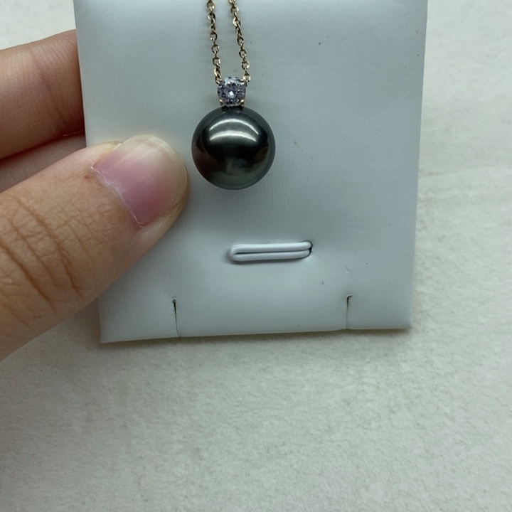 吊坠(不含链)18K金镶嵌海水珍珠海水大溪地吊坠11-12mm