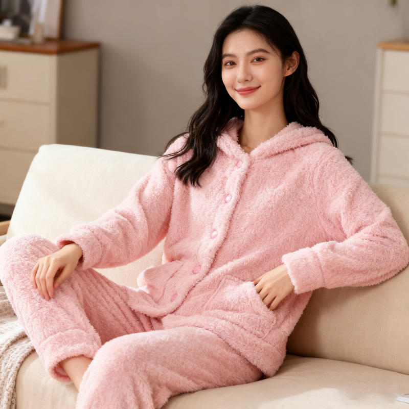 新款珊瑚绒睡衣女秋冬季加厚法兰绒保暖休闲家居服可外穿2025新款
