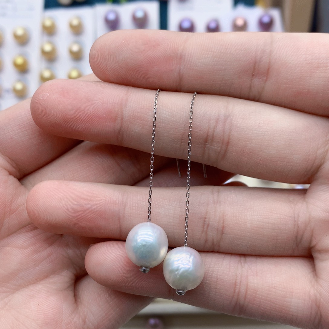 淡水珍珠耳饰银S925镶嵌