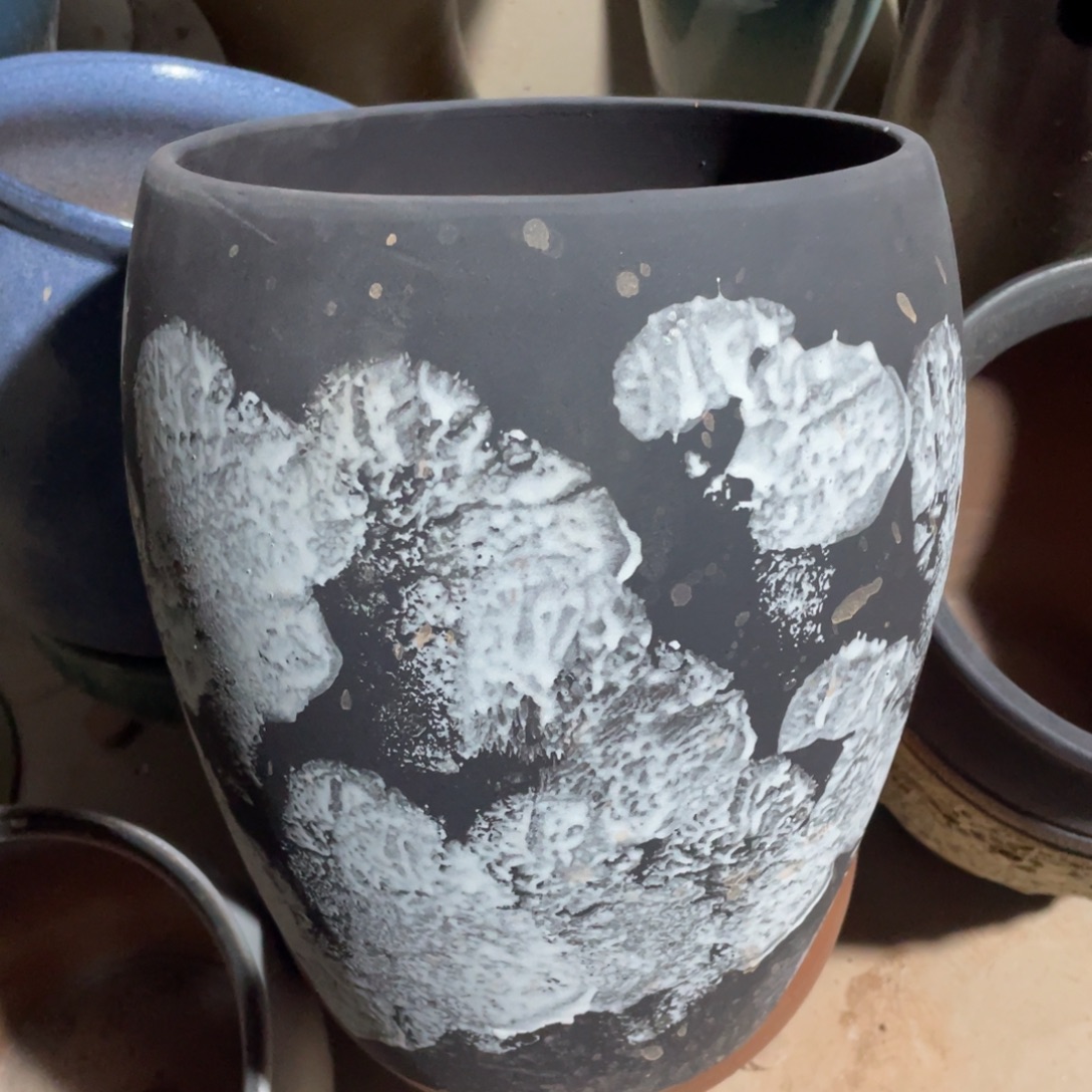 花盆紫砂高27口20黑色拍釉瑕疵