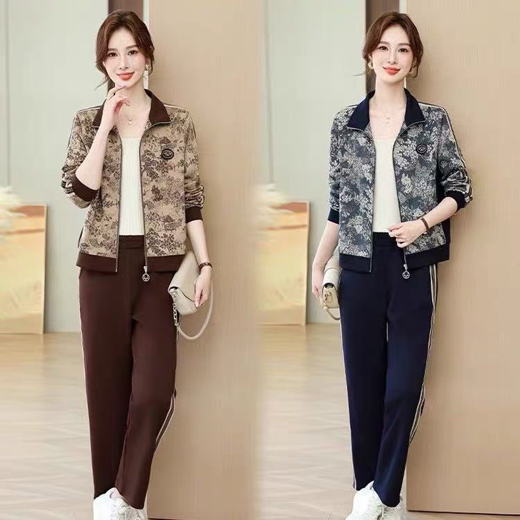 妈妈秋装运动服套装洋气中老年女春秋外套中年时尚上衣休闲两件套