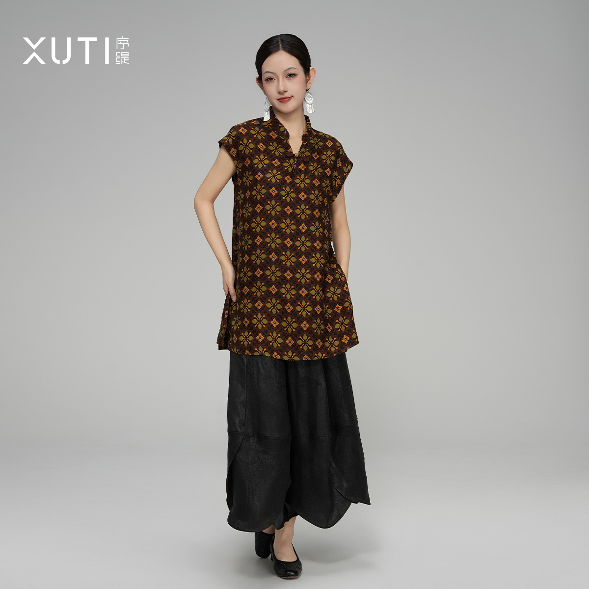 序缇春夏新款国风新中式女装香云纱非遗桑蚕丝上衣S01-13279