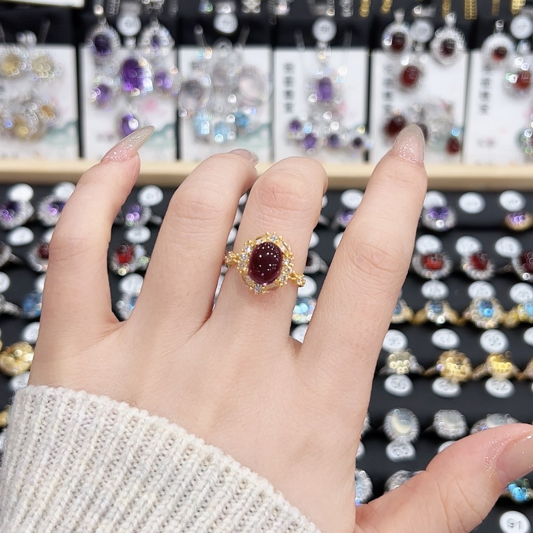 紫晶戒指银S925镶嵌戒指