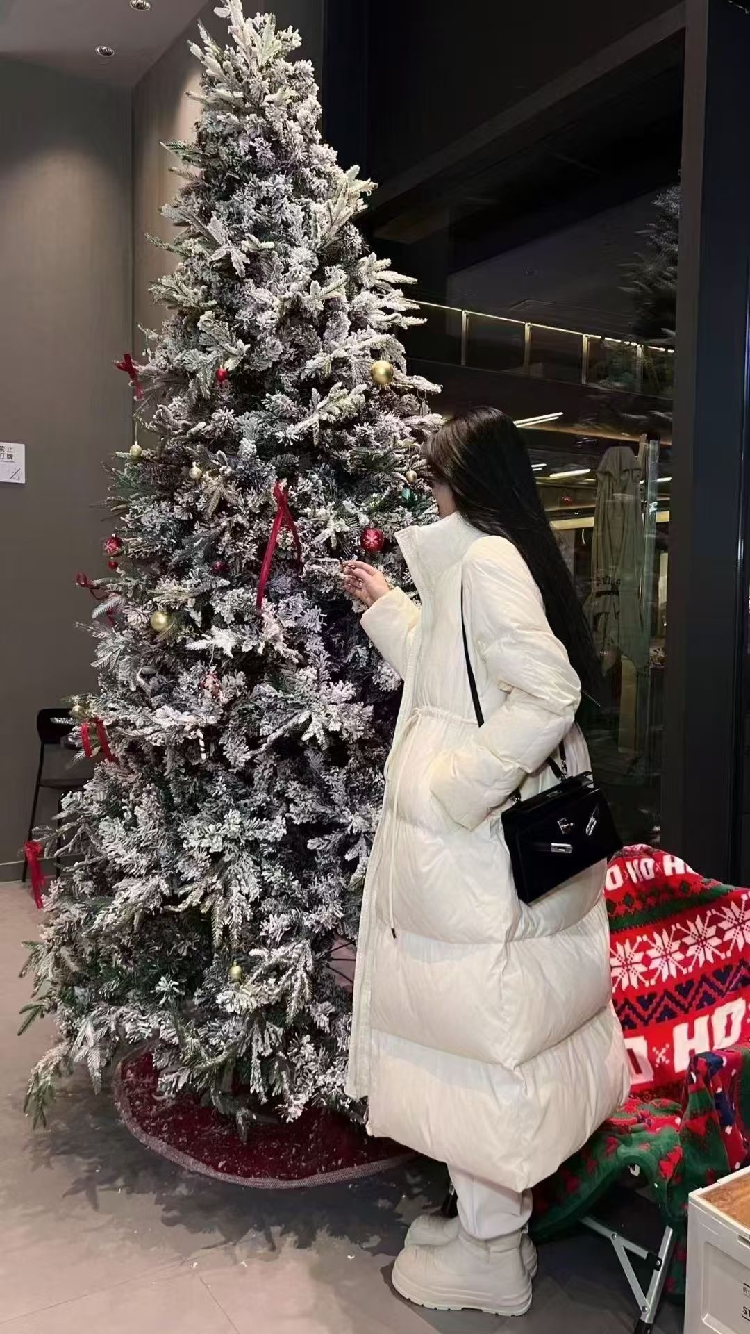 高级感气质韩版立领羽绒服女2025冬季新款收腰系带休闲中长款外套