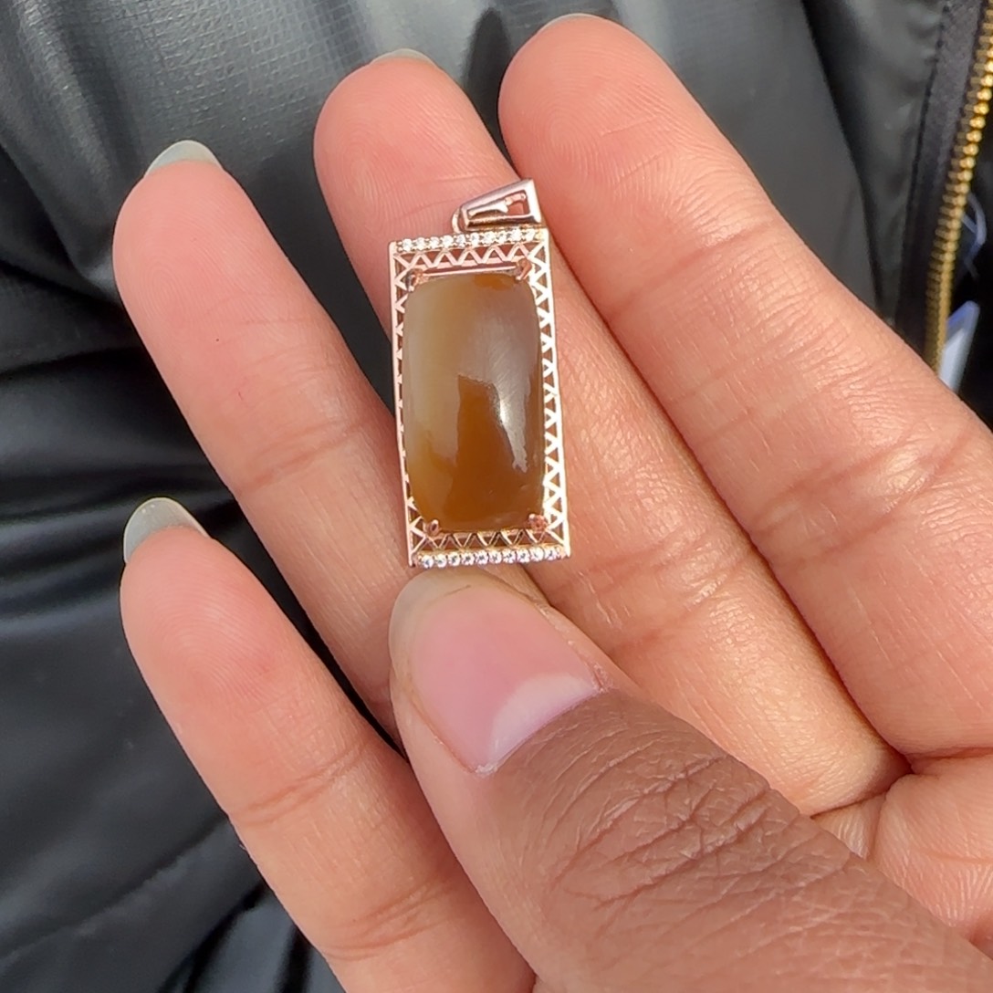 和田玉颈饰银S925镶嵌