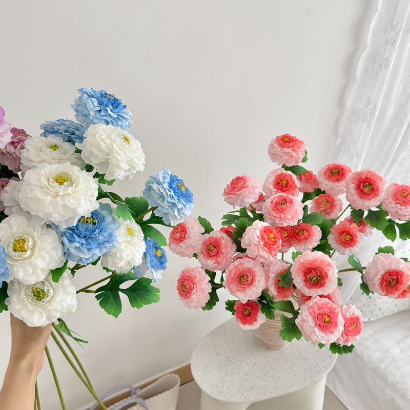 【龙鲤牡丹】韩式油画风仿真花三头芍药假花家居装饰婚礼插花摆件