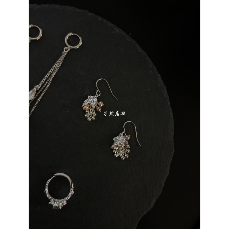 925银仿珍珠耳饰 【孑然店肆】【AOKINSIDE】葡叶灵果耳环