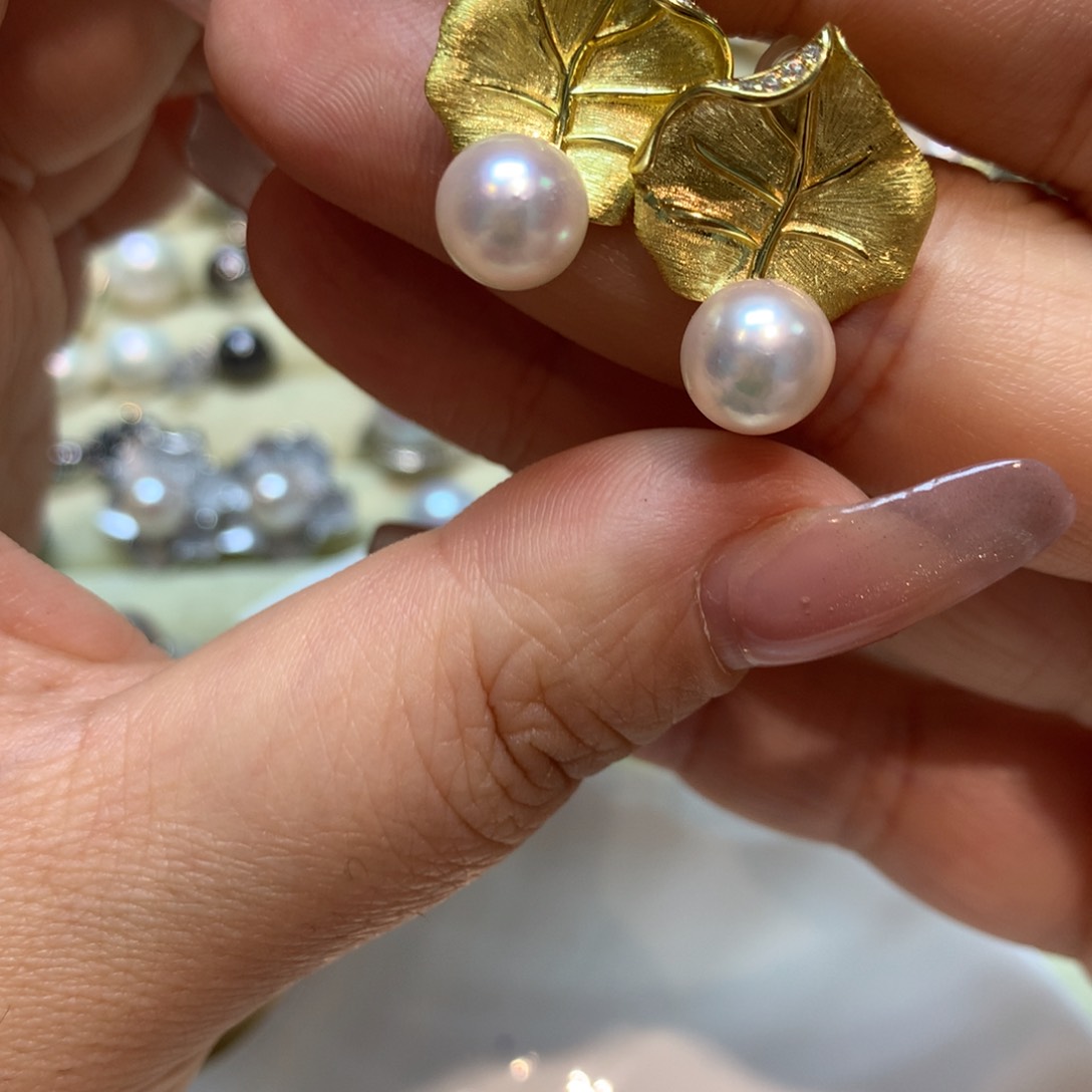 海水珍珠耳饰银S925镶嵌