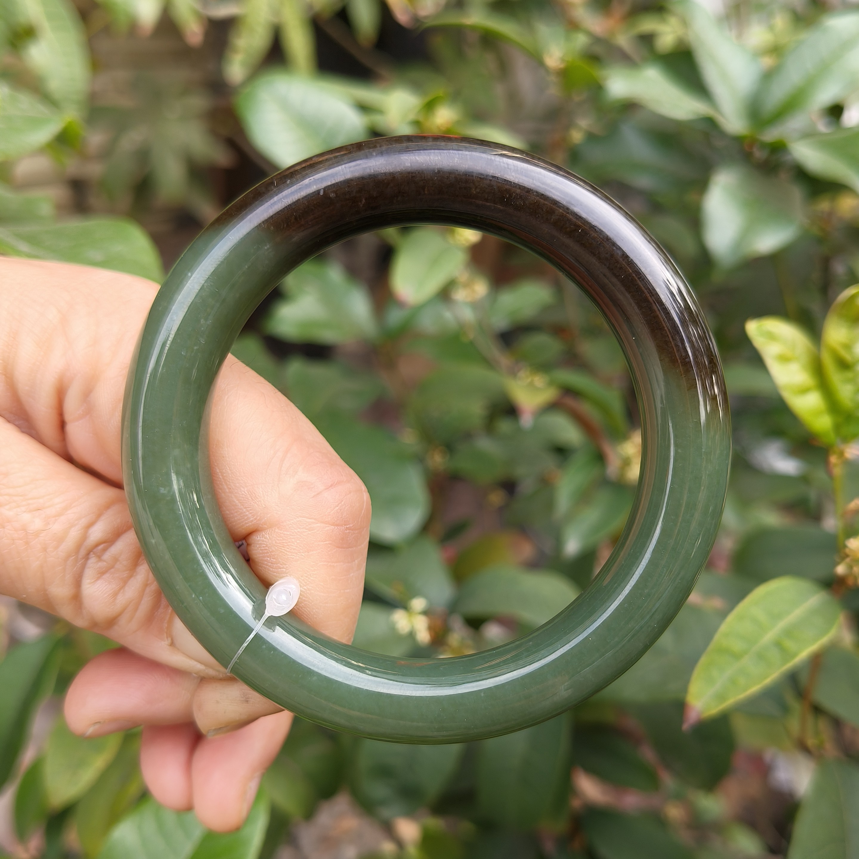 和田玉双色手镯圈口59.3