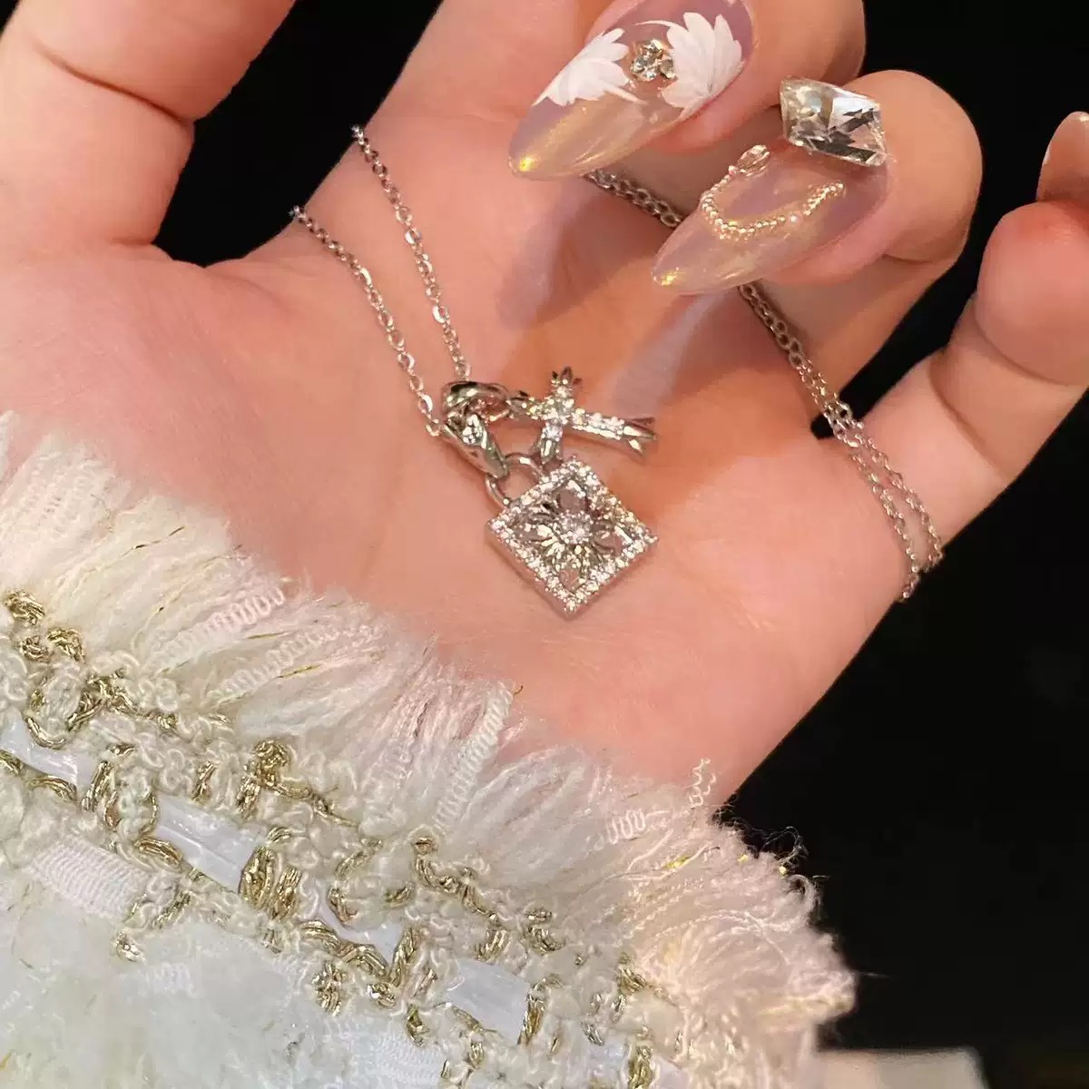 钛钢项链 多种戴法十字架项链277