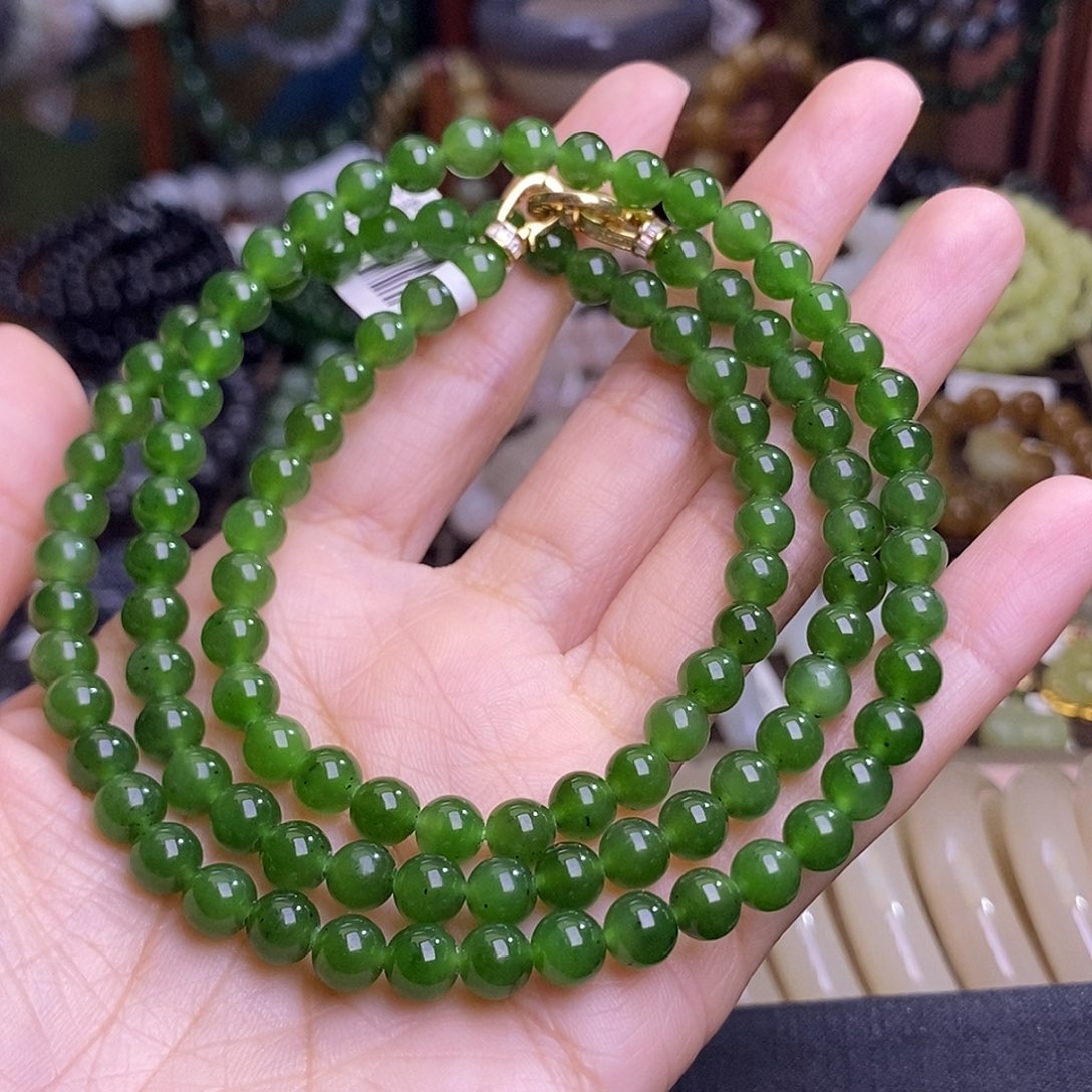 和田玉未镶嵌颈饰碧玉珠串约6MM