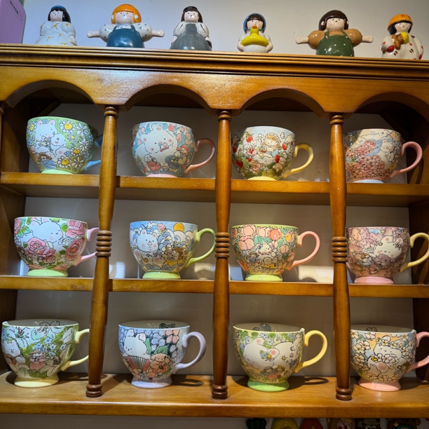 蓝莲花萌兔手绘早餐杯大容量马克杯