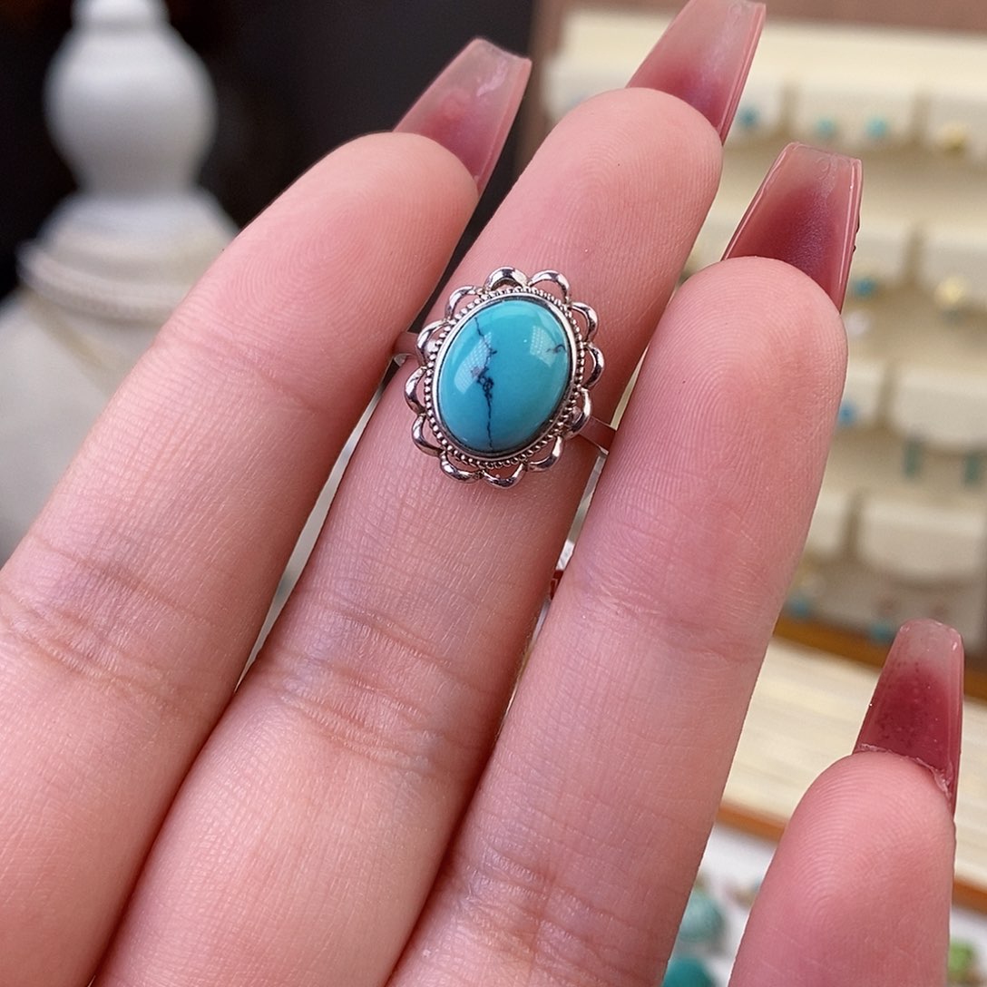 绿松石戒指银S925镶嵌