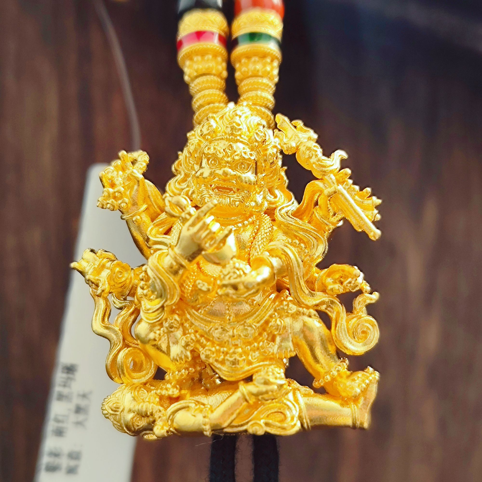  (九梵山海金)足金 超精工黄金大黑天手把件，大黑天黄金佛像