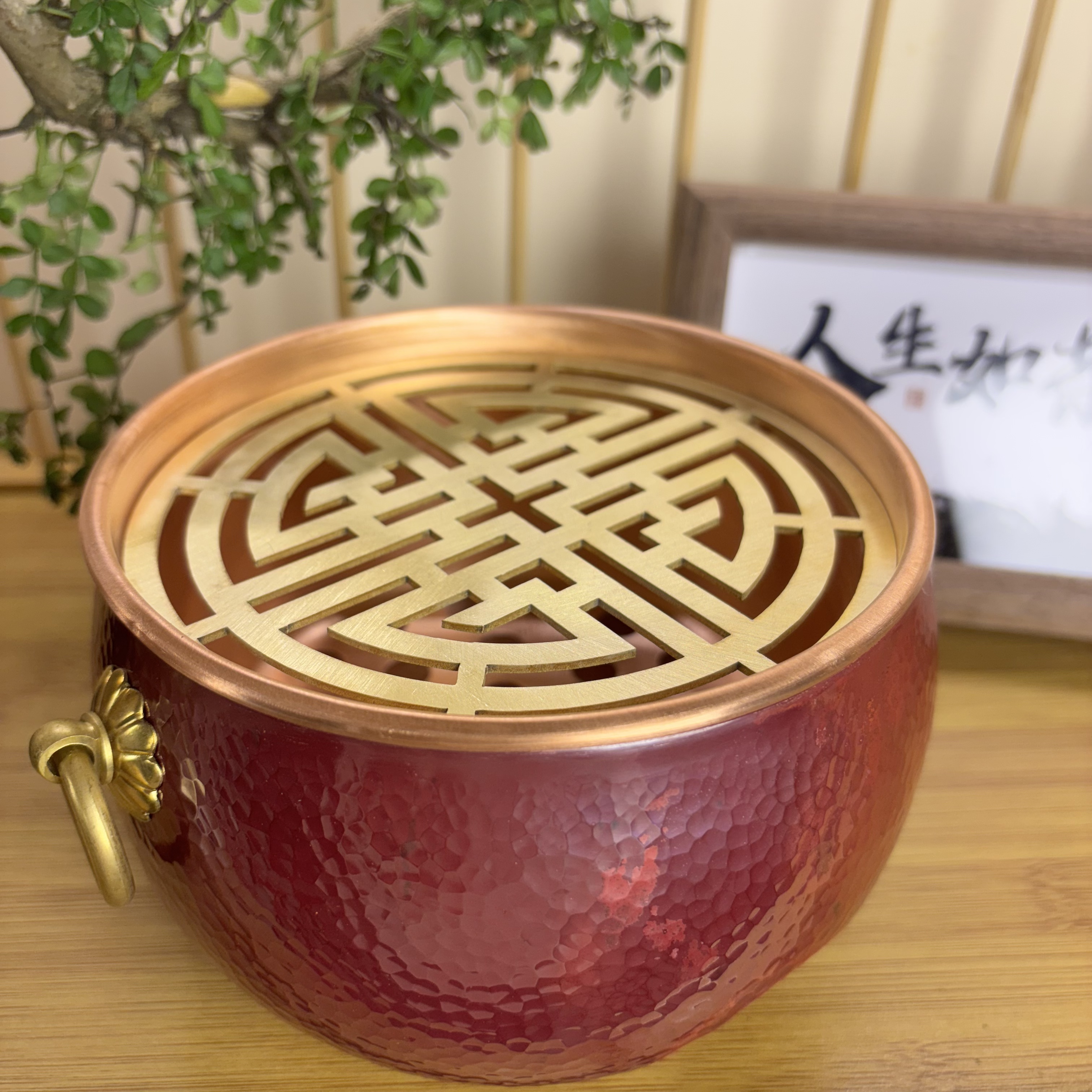 紫铜烧色双耳碳炉围炉煮茶烤炉家用带提手碳炉