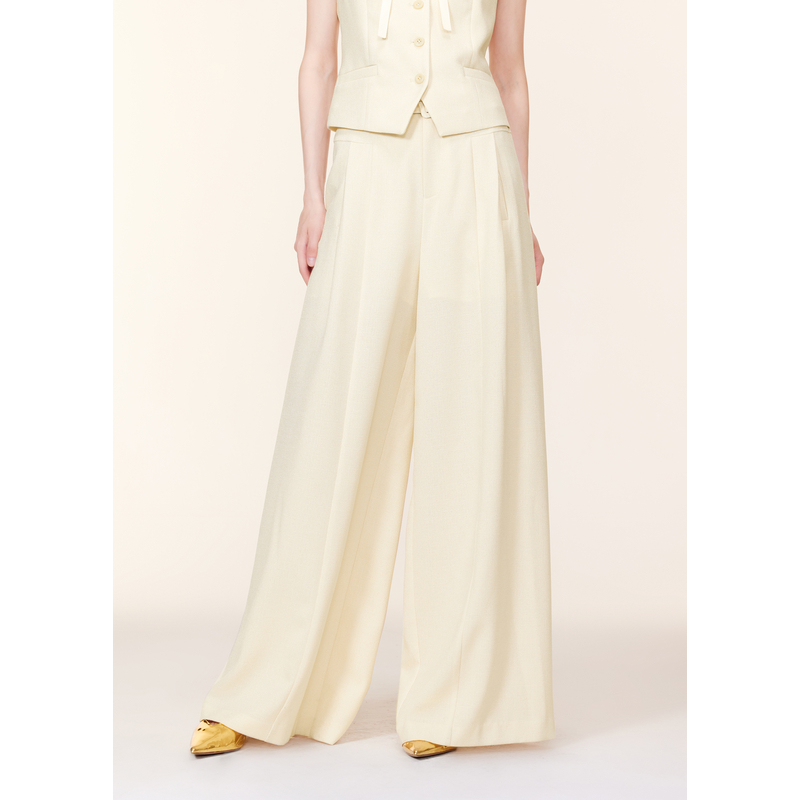 【千颂妮粉丝专享】MISSCOCOON24老钱风亚麻肌理阔腿休闲裤0064