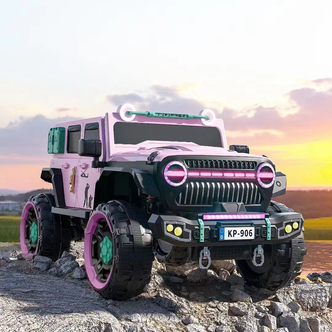 儿童电动车四驱动力牧马人越野可坐双人玩具车可坐人合金模型车