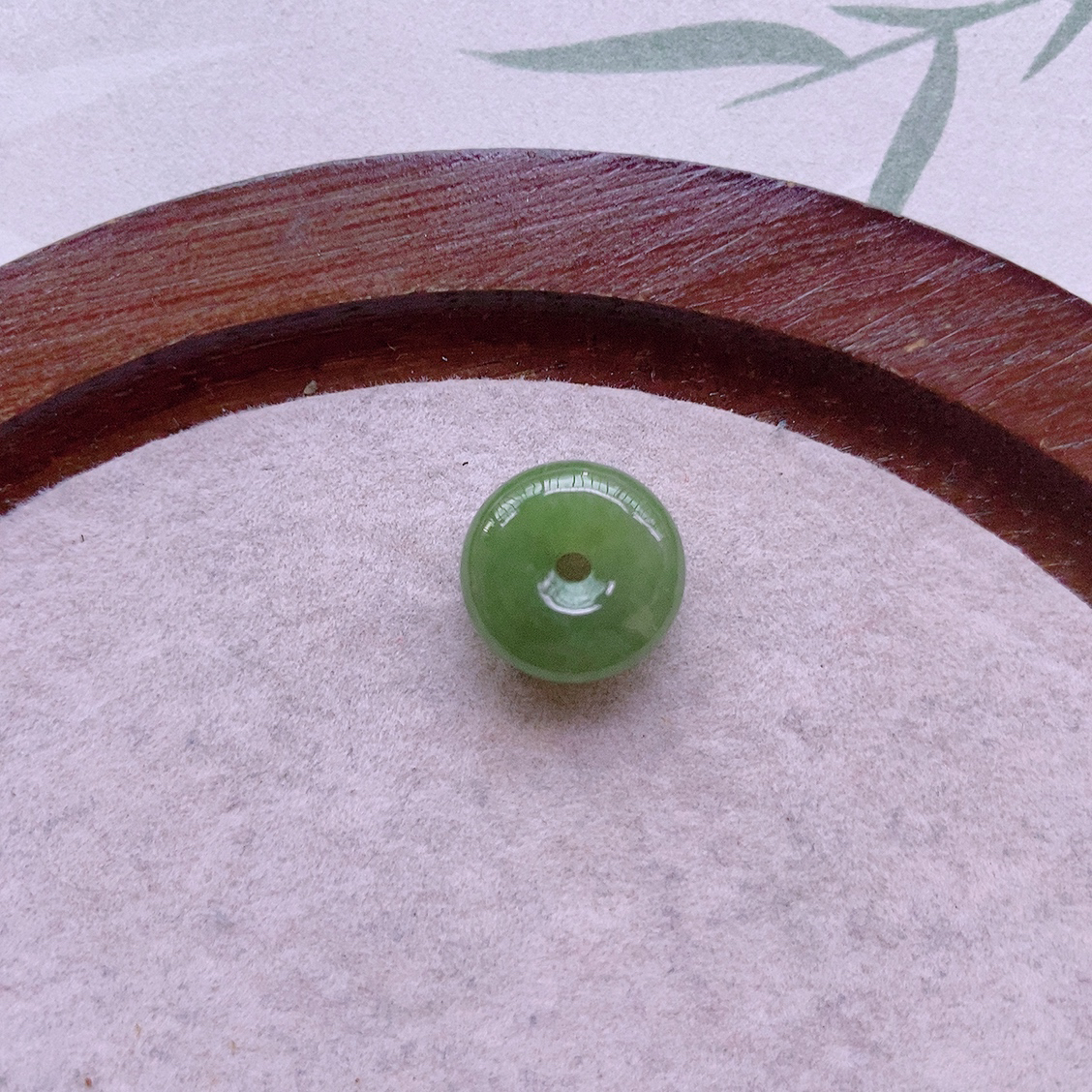 精美黄绿色迷你平安扣天然翡翠A货 14.8×5.4mm