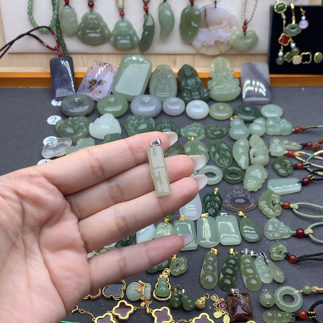 和田玉吊坠(不含链)银S925镶嵌