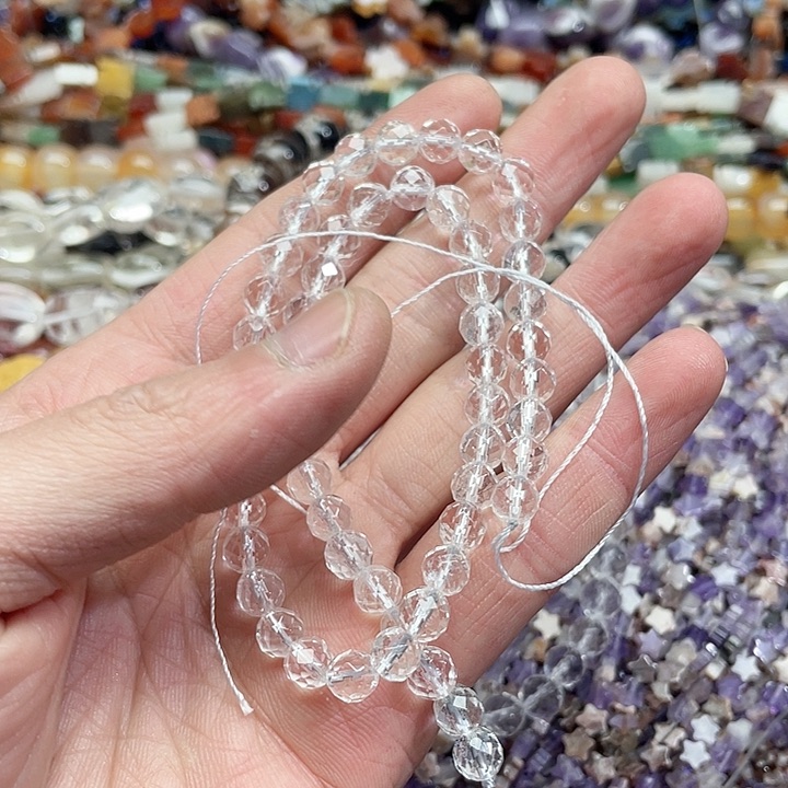 玛瑙/玉髓珠宝半成品未镶嵌一条6mm白水晶