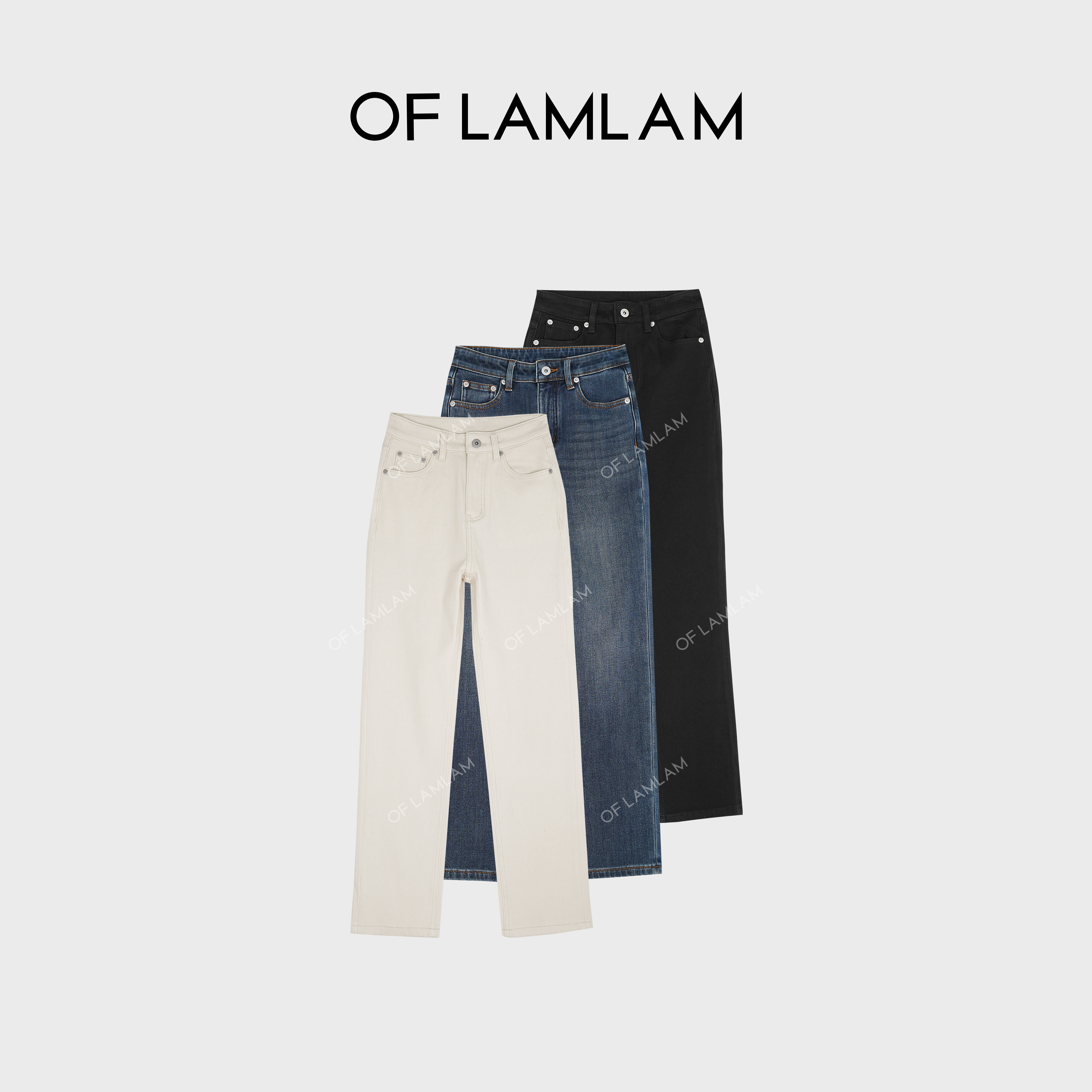 “绒感零压”加绒莱赛尔洗水直筒法棍九分高腰牛仔裤 LAMLAM MK103G