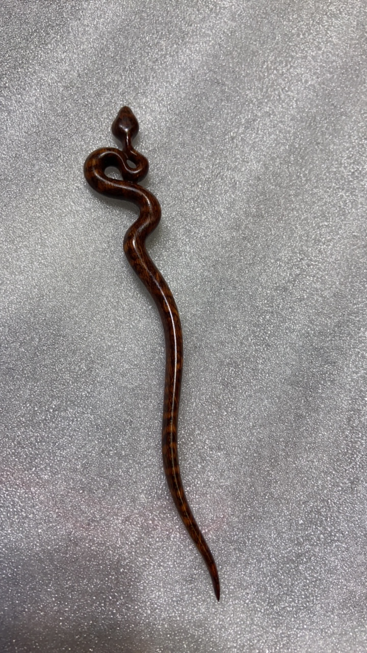 蛇纹木 蛇形发簪 天然纹理