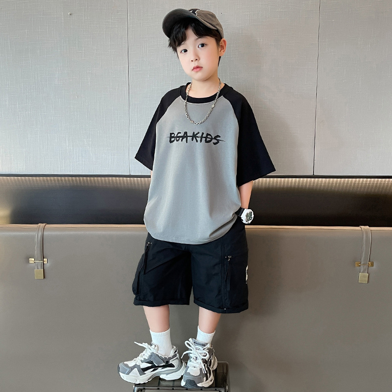 【直播间专拍】童装2025夏季男童短袖短裤套装中大童悟空字母印花