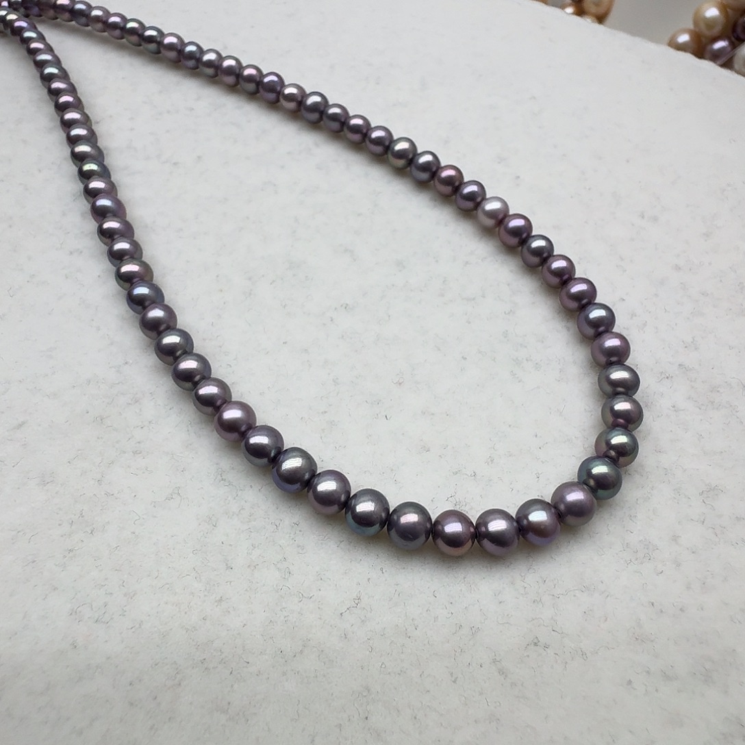 银S925镶嵌淡水珍珠颈饰5-6圆基本无瑕