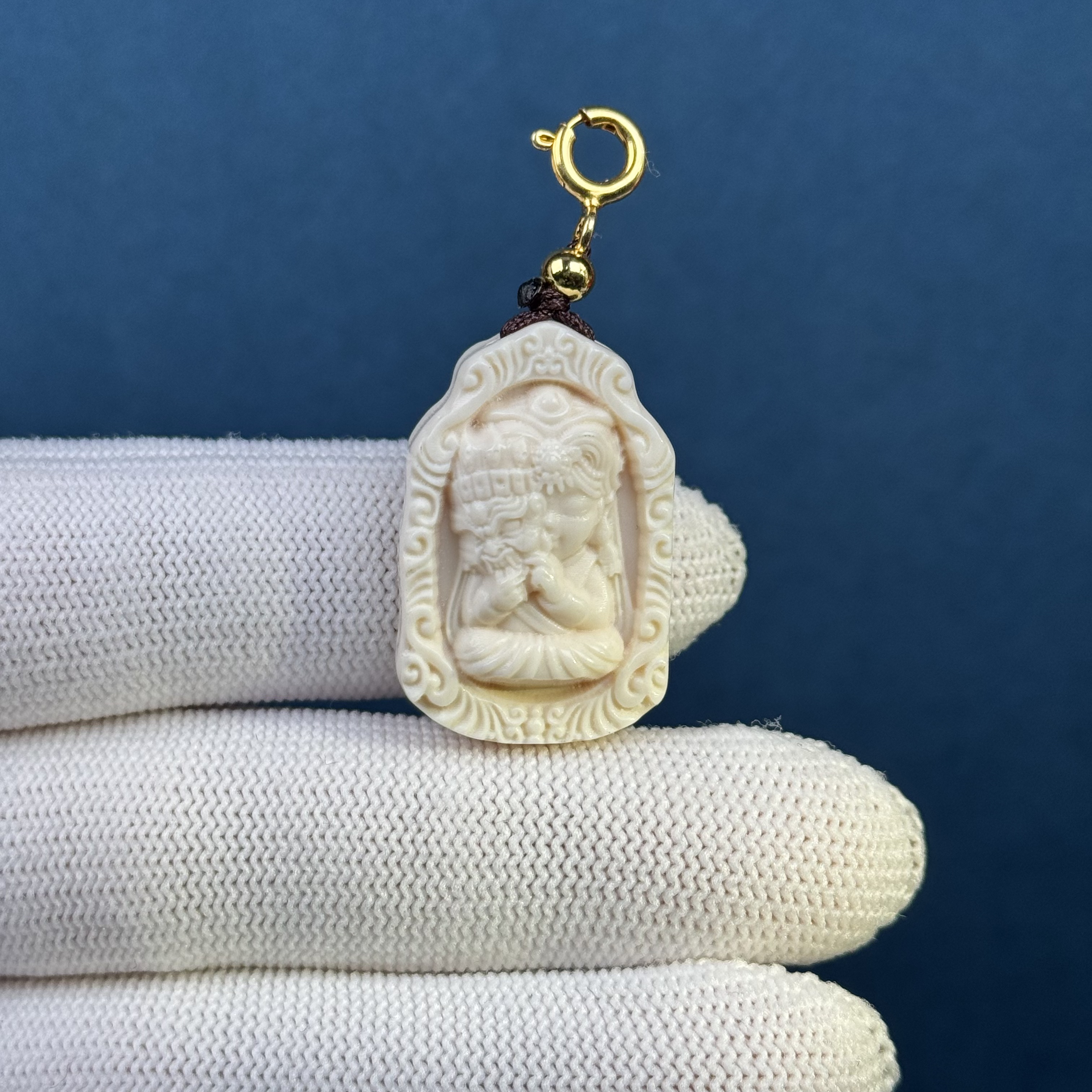 H22-14天然猛犸牙 雕刻扎基拉姆19*29*8mm支持复检假一罚十